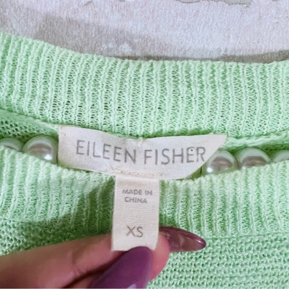 Eileen Fisher Linen Blend Light Mint Green Long Sleeve Sweater Size XS - Picture 5 of 8